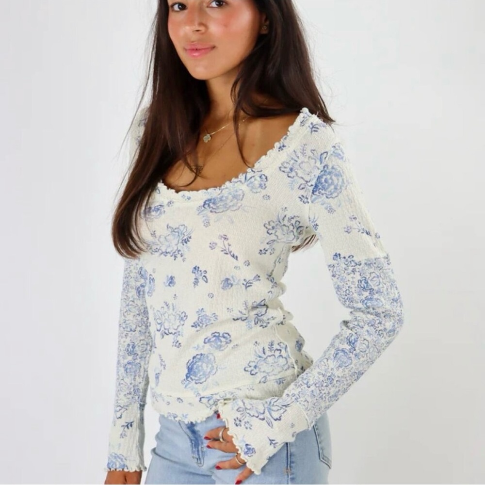 We The Free Clover Printed 100% Cotton long Sleeve Thermal Top